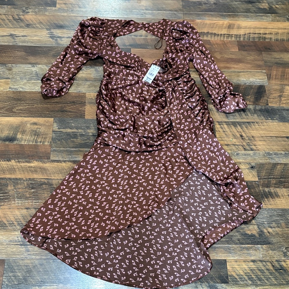 Lush Brown and Pink Floral Dress